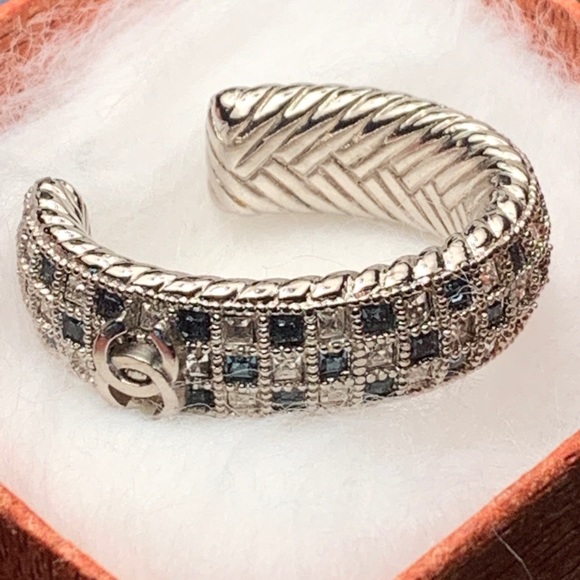 Chanel Silver Blue Crystal Hoop Earring - Picture 8 of 11